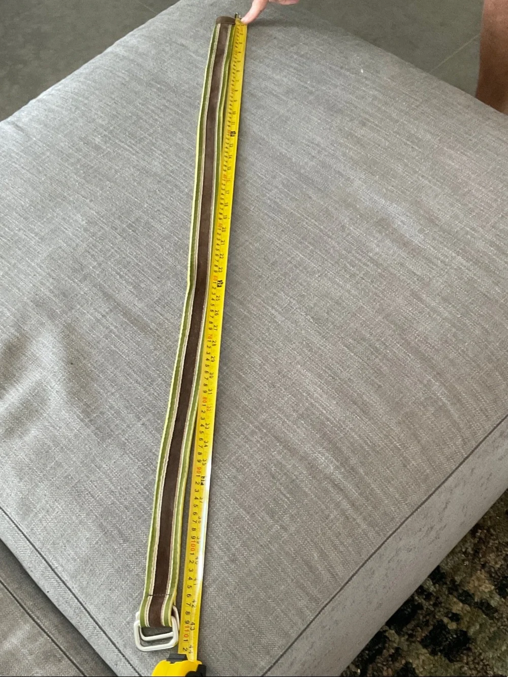Banana Republic Brown and Green Striped Webbing Belt with Silver Buckle
